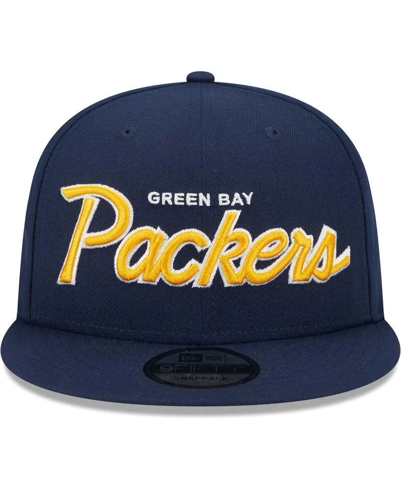Men's New Era Navy Green Bay Packers Main Script 9FIFTY Snapback Hat