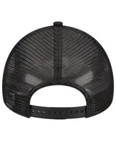 Men's New Era Black Miami Marlins A-Frame 9FORTY Trucker Adjustable Hat