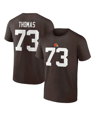 Men's Fanatics Joe Thomas Brown Cleveland Browns Retired Player Icon Name and Number T-shirt