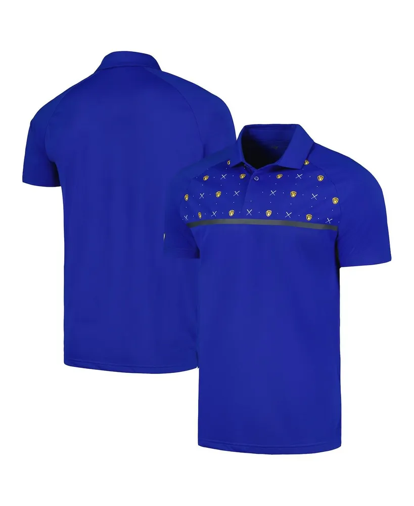 Men's LevelWear Royal Milwaukee Brewers Sector Batter Up Raglan Polo Shirt