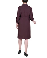 Ny Collection Women's Long Roll Tab Sleeve Shirtdress