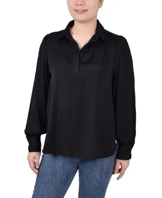 Ny Collection Women's Long Puff Sleeve Satin Blouse