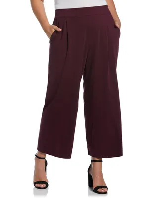 Ella Rafaella Plus Size Ponte Knit Pull-On Crop Pants
