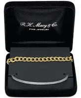 2-Pc. Set Diamond Bangle Bracelet (1/5 ct. t.w.) & Curb Link Chain Bracelet in Sterling Silver & 14k Gold-Plate - Sterling Silver  Gold