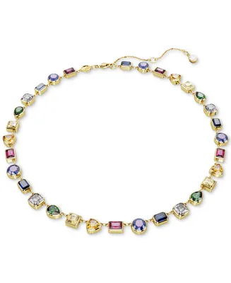 Swarovski Gold-Tone Stilla Multicolor Crystal All Around Necklace, 15" + 2-3/4" extender