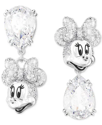 Swarovski Silver-Tone Disney Minnie Mouse Crystal Drop Earrings
