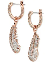 Swarovski Rose Gold-Tone Nice Crystal Feather Drop Earrings