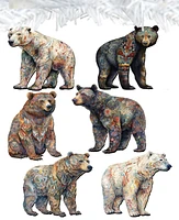 Designocracy Holiday Wooden Clip-On Ornaments Bear Parade Set of 6 G. DeBrekht