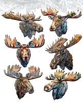 Designocracy Holiday Wooden Clip-On Ornaments Majestic Moose Set of 6 G. DeBrekht