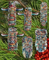 Designocracy Holiday Wooden Clip-On Ornaments Spirit of the Totem Set of 6 G. DeBrekht