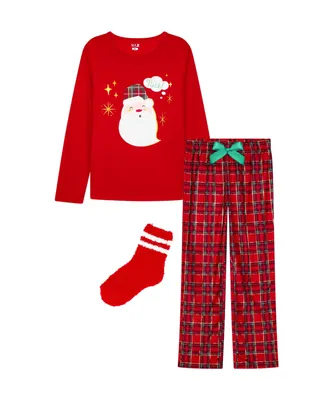 Max & Olivia Big Girls Pajama with Socks, 3 Piece Set
