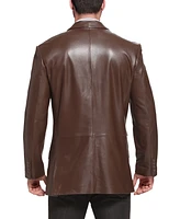 Bgsd Men Peaked Lapel Two-Button Leather Blazer