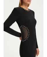 Nocturne Women's Cut Out Studded Midi Dress