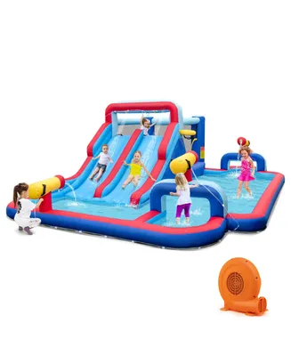 Inflatable Water Slide Park Kids Bounce House Climbing Jumping with 750W Blower