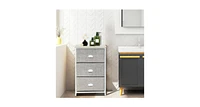 Narrow Nightstand with 3 Drawers and Wood Top