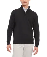 Tommy Hilfiger Men's Essential Embroidered Logo 1/4-Zip Mock Neck Sweater