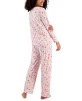 Charter Club Women's Cotton Long-Sleeve Lace-Trim Pajamas Set, Created for Macy's