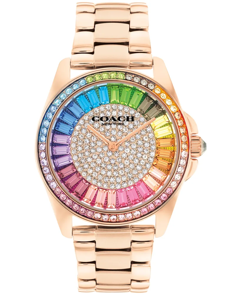 Coach Women's Greyson Rainbow Rose Gold-Tone Stainless Steel Watch 36mm