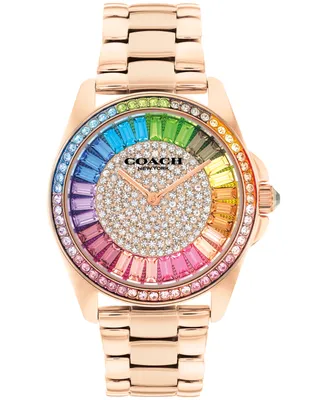 Coach Women's Greyson Rainbow Rose Gold-Tone Stainless Steel Watch 36mm