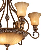 Kathy Ireland Sterling Estate Golden Bronze Chandelier 34 1/2" Wide Rustic Champagne Glass Bowl Shade 9-Light Fixture for Dining Room House Foyer Entr