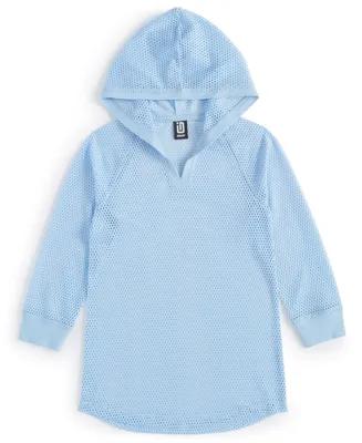 Id Ideology Big Girls Mesh Long-Sleeve Hooded Cover-Up, Created for Macy's