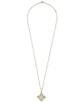 Wrapped in Love Diamond Round & Baguette Flower Pendant Necklace (1/2 ct. tw) in 14k Gold, 18" + 2" extender, Created for Macy's