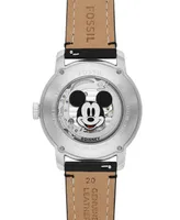 Fossil Unisex Disney x Fossil Special Edition Three-Hand Black Leather Watch, 40mm