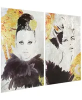 Empire Art Direct gold-tone Woman 1 2 Reverse Printed Tempered Glass Wall Art with Silver-Tone Leaf, 36" x 24" x 0.2" Each