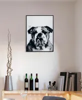 Empire Art Direct "Bulldog" Pet Paintings on Printed Glass Encased with A Black Anodized Frame, 24" x 18" x 1"