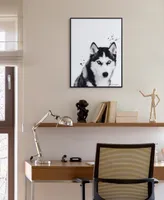 Empire Art Direct "Siberian Husky" Pet Paintings on Printed Glass Encased with a Black Anodized Frame, 24" x 18" x 1"