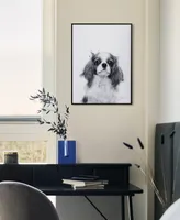 Empire Art Direct "King Charles Spaniel" Pet Paintings on Printed Glass Encased with A Black Anodized Frame, 24" x 18" x 1"