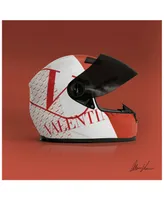 Empire Art Direct "Valentino Speeding Helmet" Frameless Free Floating Tempered Glass Panel Graphic Wall Art, 24" x 24" x 0.2"