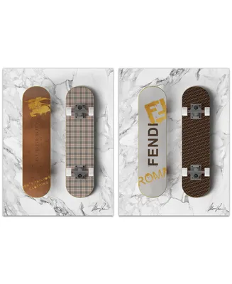 Empire Art Direct "Style Skate" Frameless Free Floating Tempered Glass Panel Graphic Wall Art Set Of 2, 18" x 24" x 0.2" Each