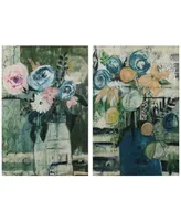 Empire Art Direct Modern Floral Circle Stripe Fine Radiographic Photography Giclee Printed Directly on Hand Finished Ash Wood, 36" x 24" x 1.5" each,