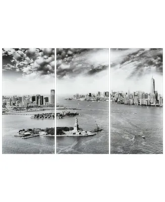 Empire Art Direct "New York Skyline Abc" Frameless Free Floating Tempered Glass Panel Graphic Wall Art Set of 3, 72" x 36" x 0.2" Each