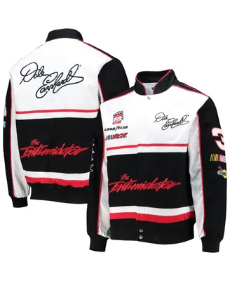 Men's Jh Design Black, White Dale Earnhardt Twill Uniform Full-Snap Jacket