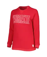 Women's Pressbox Scarlet Nebraska Huskers Surf Plus Size Southlawn Waffle-Knit Thermal Tri-Blend Long Sleeve T-shirt