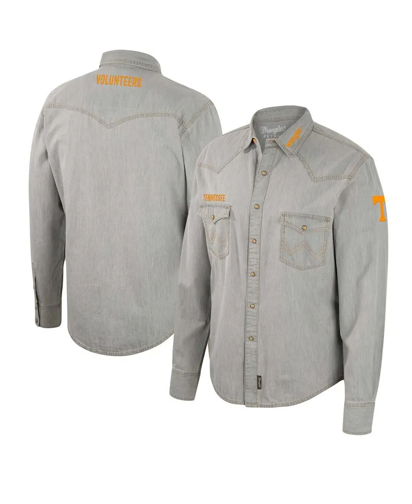Men's Colosseum x Wrangler Gray Tennessee Volunteers Cowboy Cut Western Full-Snap Long Sleeve Shirt