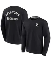 Men's and Women's Fanatics Signature Black Oklahoma Sooners Super Soft Pullover Crew Sweatshirt