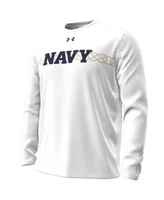 Men's Under Armour White Navy Midshipmen 2023 Aer Lingus College Football Classic Performance Long Sleeve T-shirt