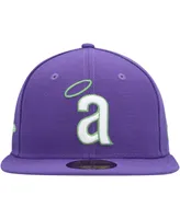 Men's New Era Purple California Angels Cooperstown Collection Lime Side Patch 59FIFTY Fitted Hat