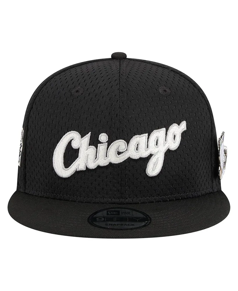 Men's New Era Black Chicago White Sox Post Up Pin 9FIFTY Snapback Hat