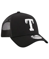 Men's New Era Black Texas Rangers A-Frame 9FORTY Trucker Adjustable Hat