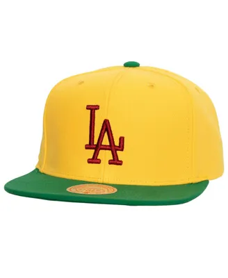 Men's Mitchell & Ness Yellow, Green Los Angeles Dodgers Hometown Snapback Hat