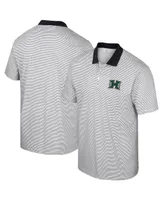 Men's Colosseum White Hawaii Athletics Print Stripe Polo Shirt