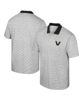 Men's Colosseum White Vanderbilt Commodores Print Stripe Polo Shirt