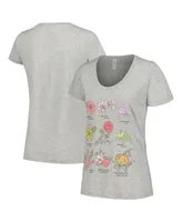 Women's Mad Engine Heather Gray Disney Princess Flowers Scoop Neck T-shirt