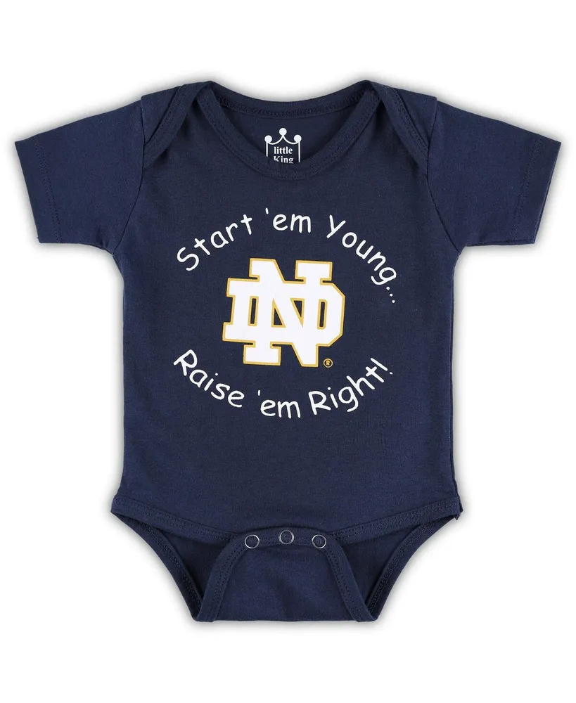 Newborn and Infant Boys Girls Navy Notre Dame Fighting Irish Start 'Em Young Bodysuit