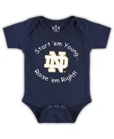 Newborn and Infant Boys Girls Navy Notre Dame Fighting Irish Start 'Em Young Bodysuit