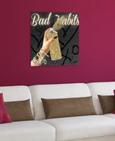 Empire Art Direct "Bad Habits" Frameless Free Floating Tempered Glass Panel Graphic Wall Art, 24" x 24" x 0.2"